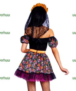 Catrina mexican skull jurk zwart multicolor