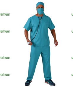 Chirurg blauwgroene compleet met doktersjas