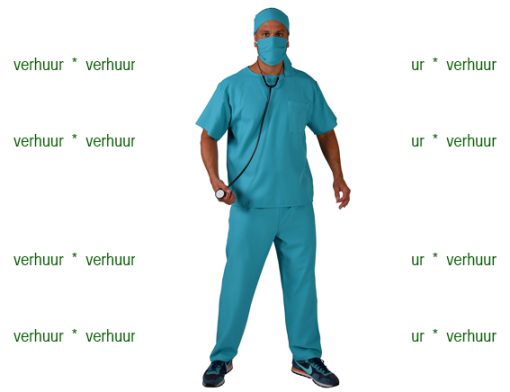Chirurg blauwgroene compleet met doktersjas