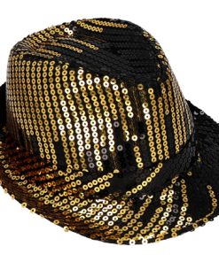 Kojak pailletten hoed zwart en goud mix